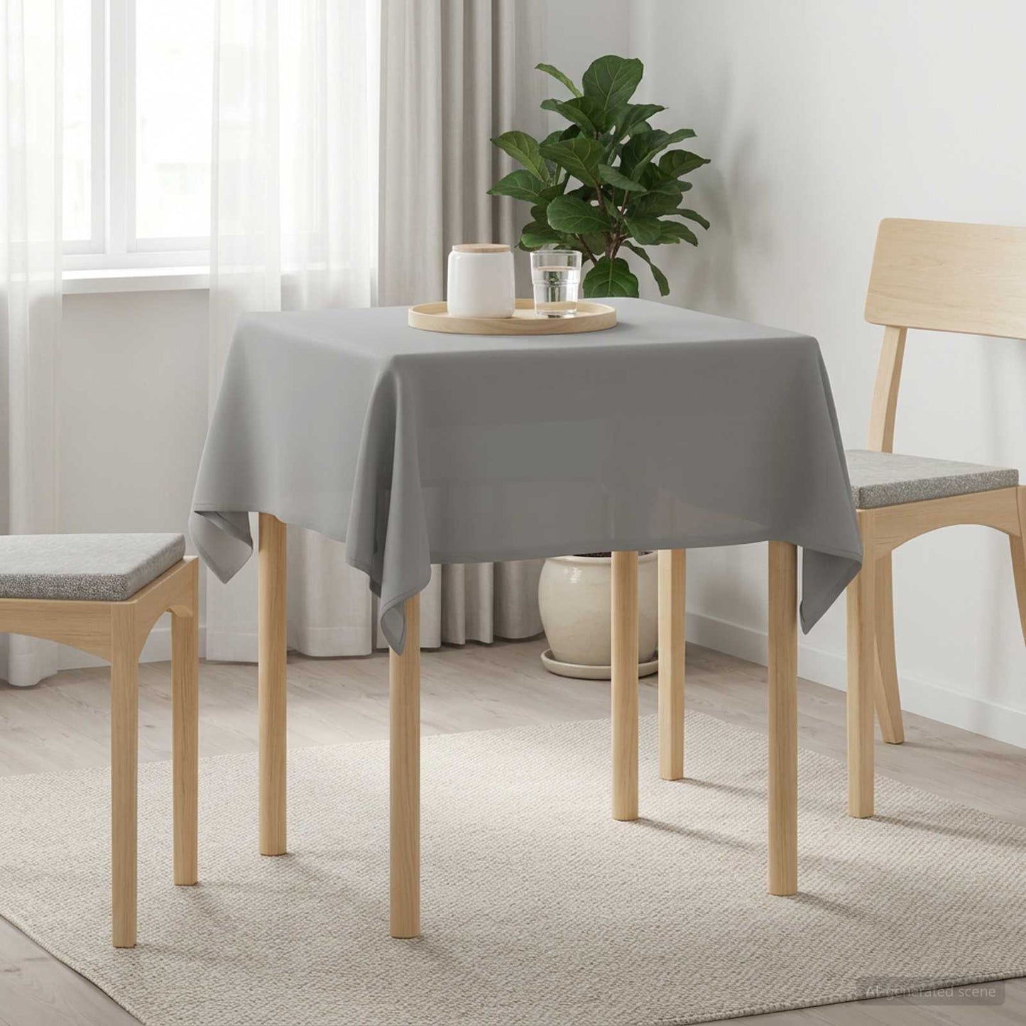 Bordklæde Firkantet Lysegrå 90 x 90 cm Polyester
