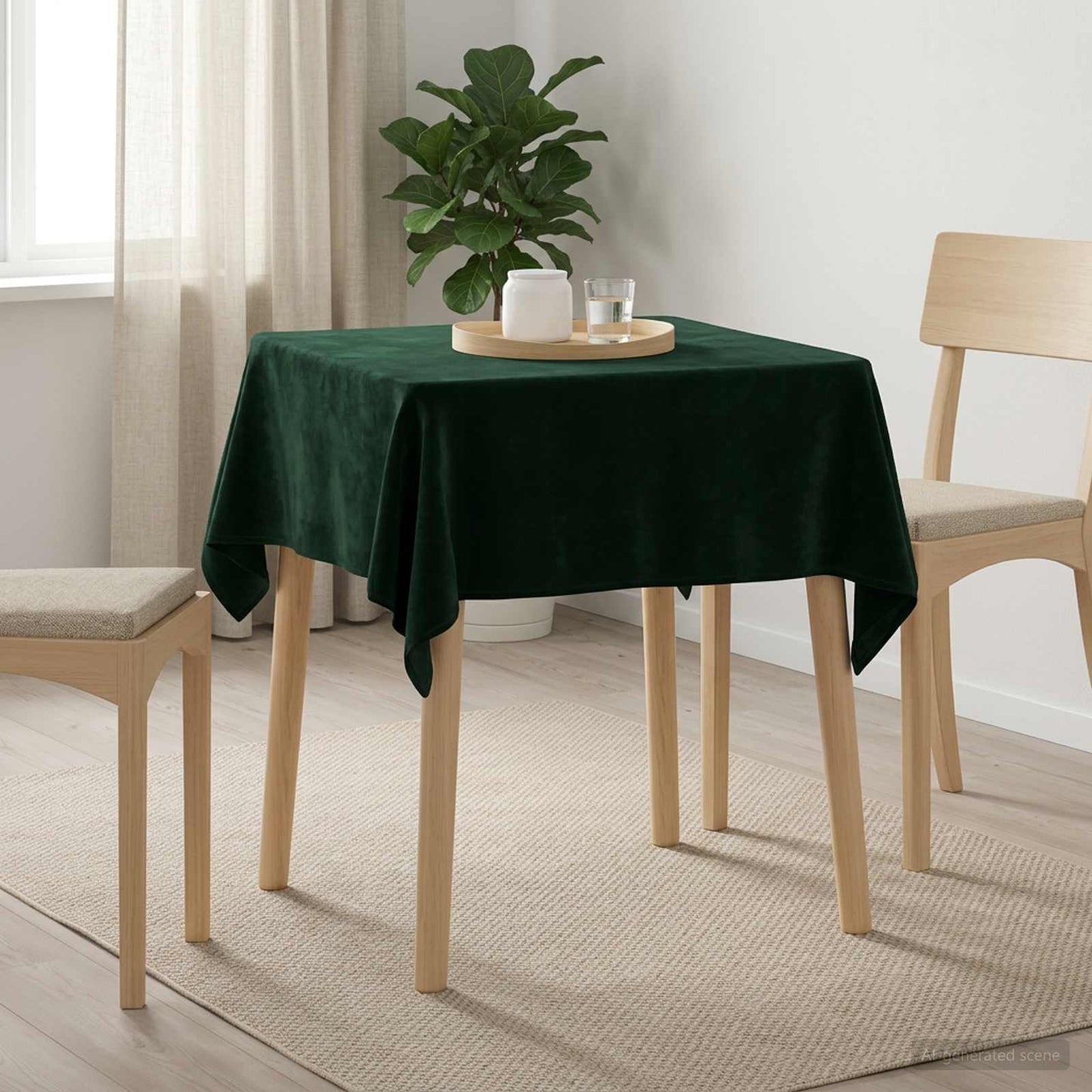 Bordklæde 5 stk. Rektangulær Mørkegrøn 140 x 140 cm Polyester