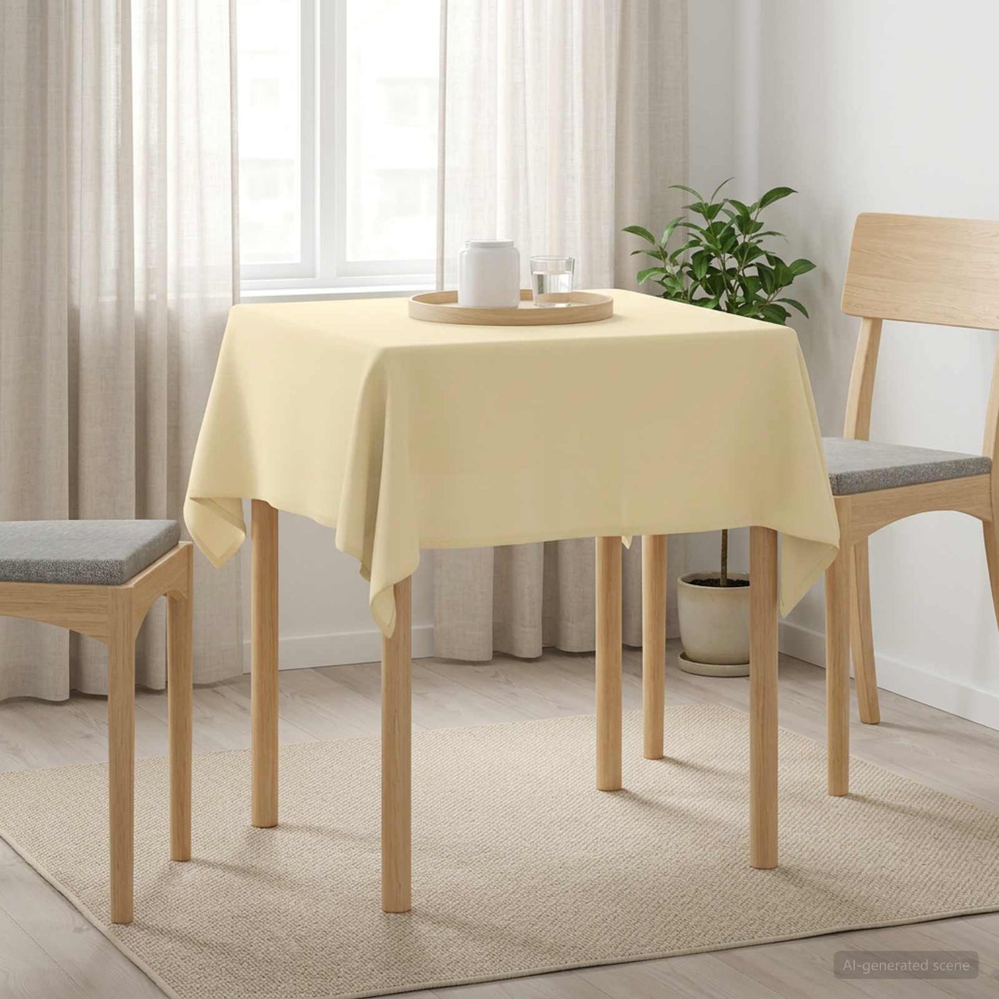 Bordklæde 5 stk. Firkantet Cremehvid 110 x 110 cm Polyester