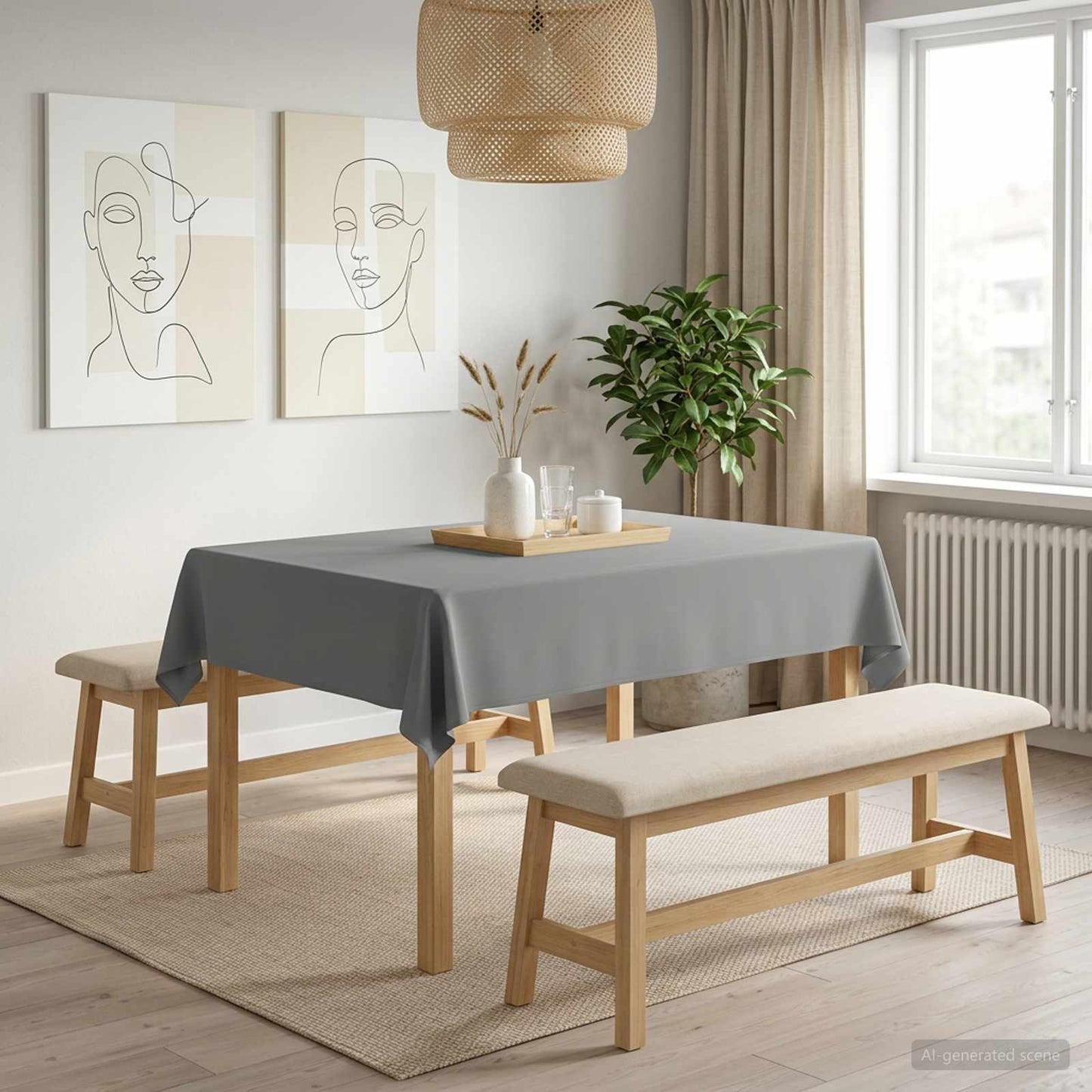 Bordklæde 5 stk. Rektangulær Lysegrå 110 x 140 cm Polyester