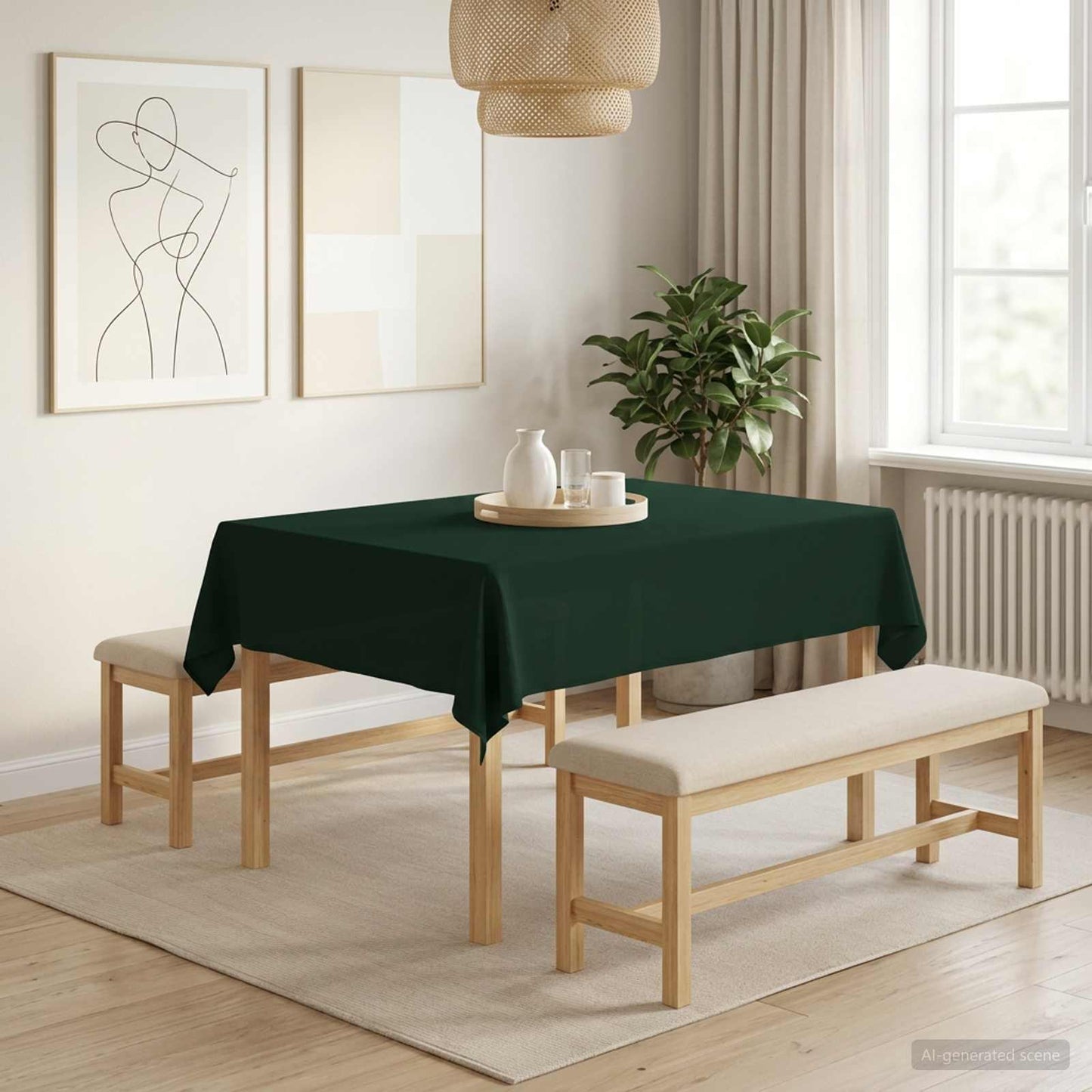 Bordklæde 5 stk. Rektangulær Mørkegrøn 110 x 140 cm Polyester