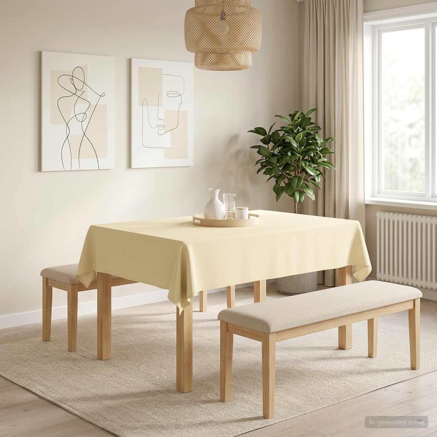 Bordklæde 5 stk. Rektangulær Cremehvid 110 x 140 cm Polyester