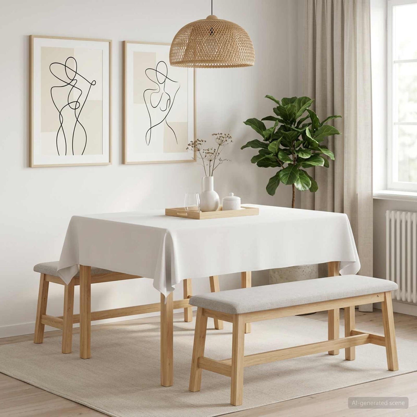 Bordklæde 5 stk. Rektangulær Hvid 110 x 140 cm Polyester