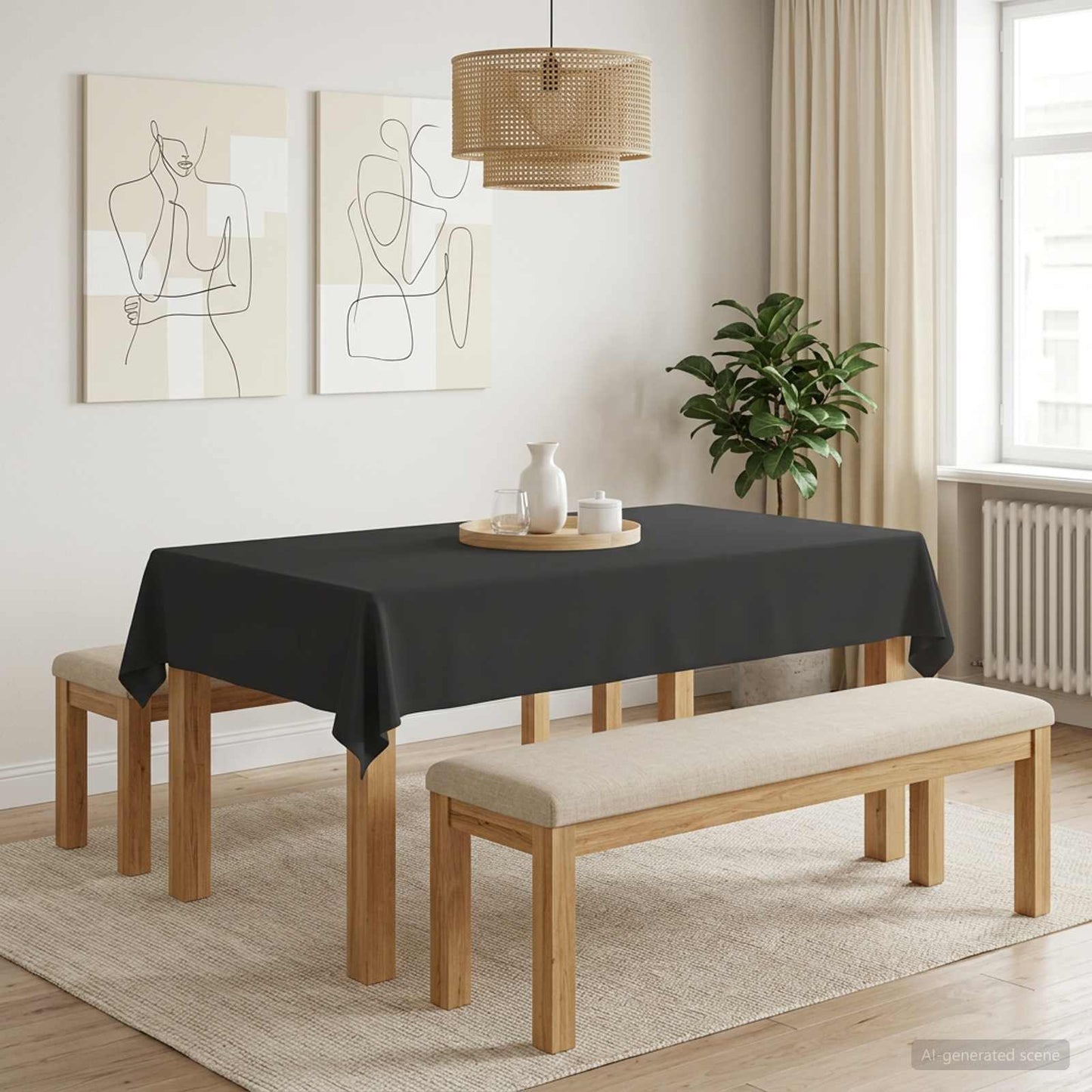 Bordklæde 5 stk. Rektangulær Mørkegrå 140 x 200 cm Polyester