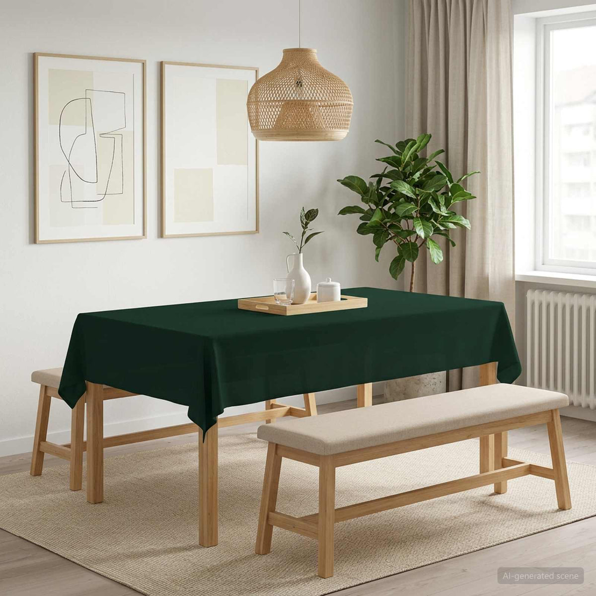 Bordklæde 5 stk. Rektangulær Mørkegrøn 110 x 180 cm Polyester