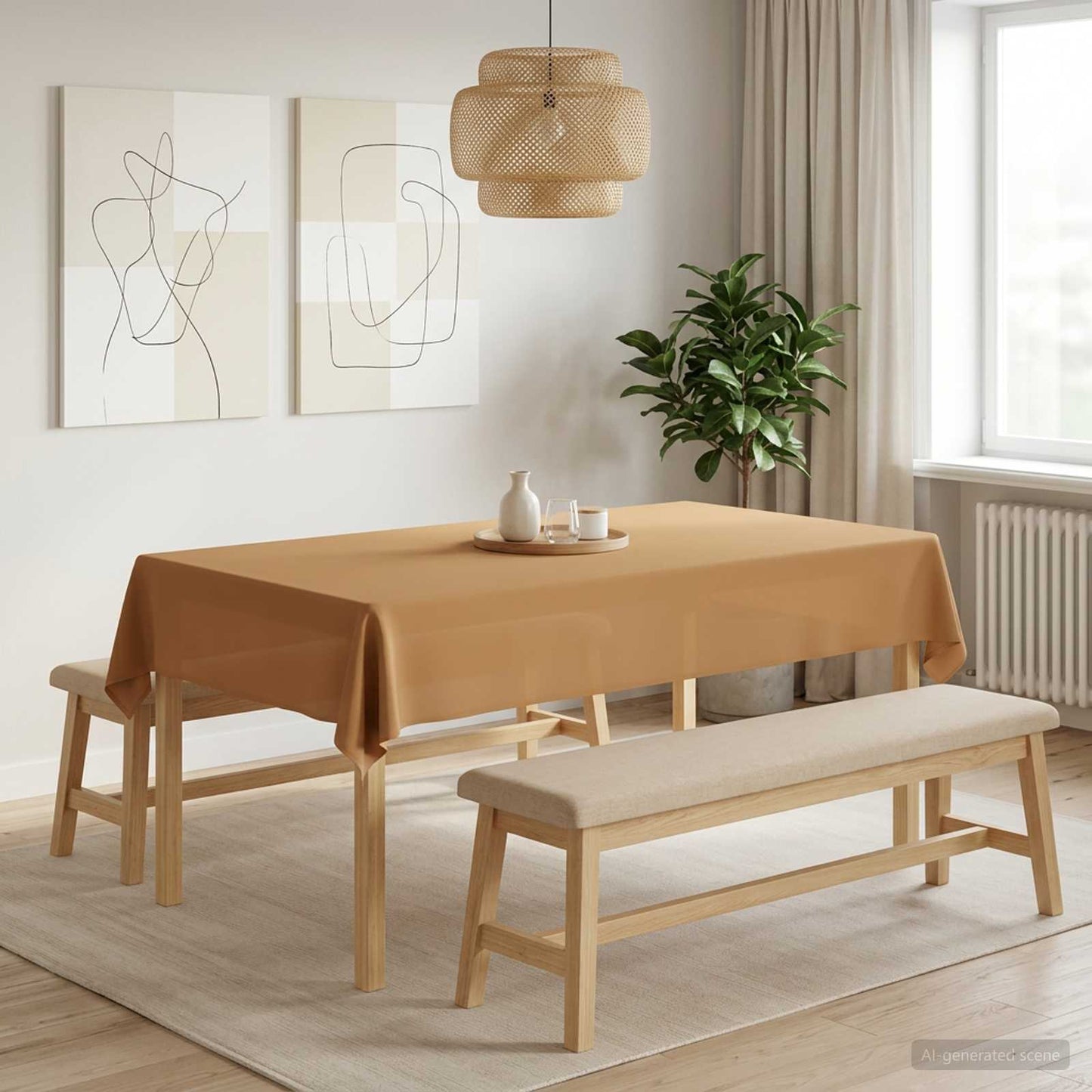 Bordklæde 5 stk. Rektangulær Beige 110 x 180 cm Polyester