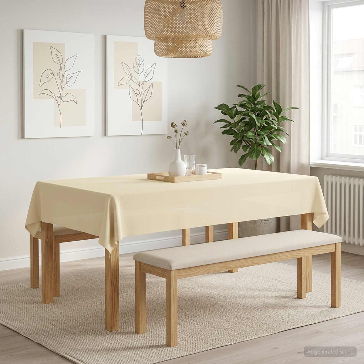 Bordklæde 5 stk. Rektangulær Cremehvid 110 x 180 cm Polyester