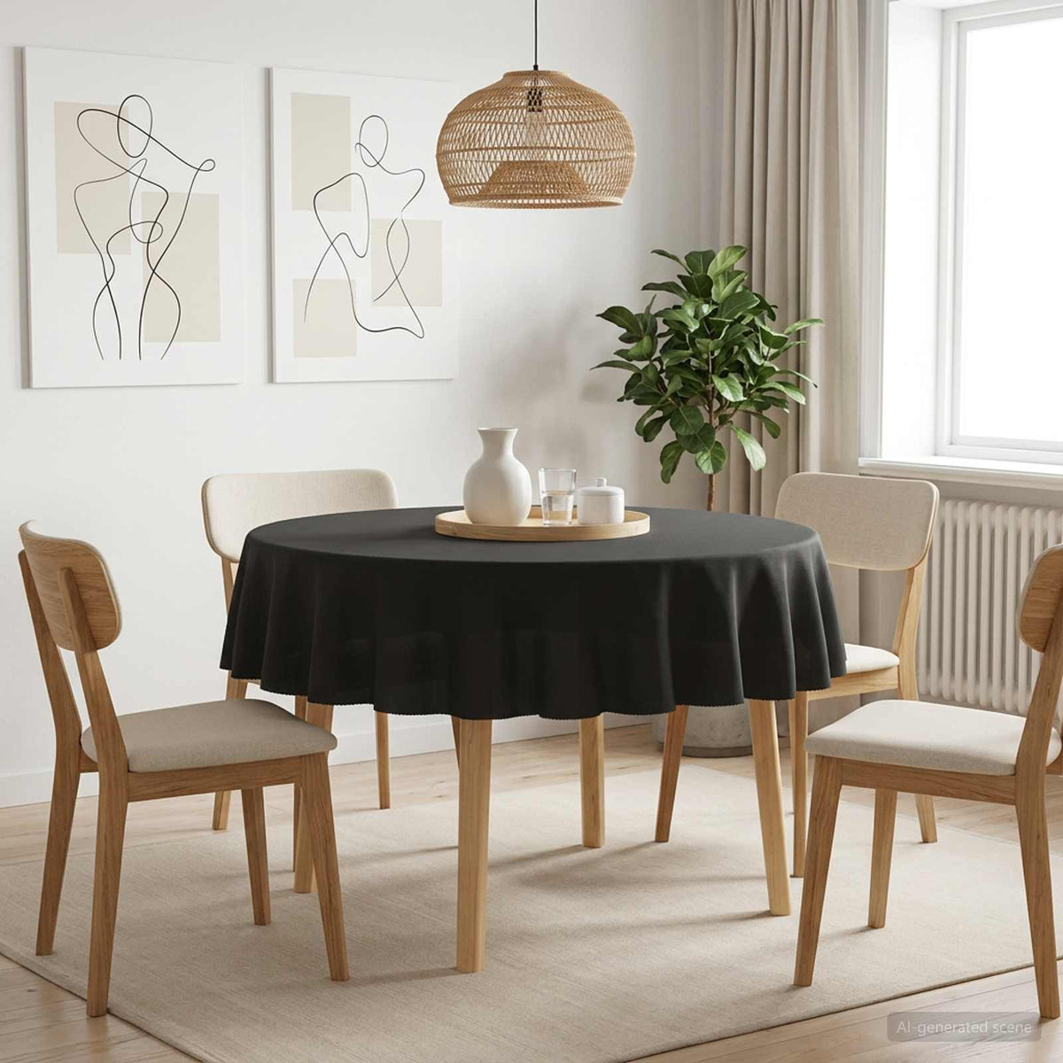 Bordklæde Rund Mørkegrå Ø 180 cm Polyester