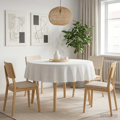 Bordklæde Rund Hvid Ø 160 cm Polyester