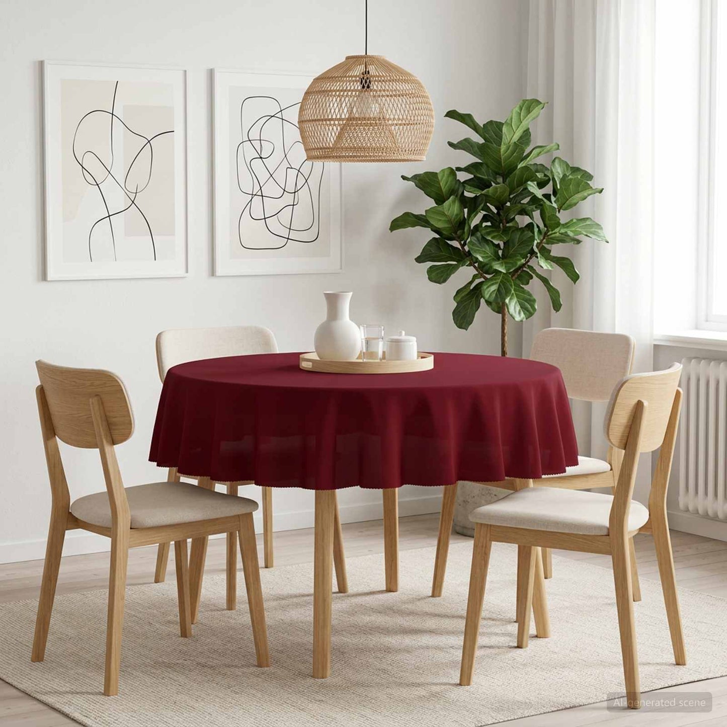 Bordklæde Rund Vinrød Ø 180 cm Polyester