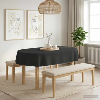 Bordklæde Oval Mørkegrå 130 x 220 cm Polyester