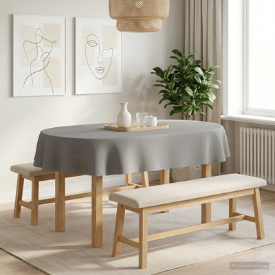 Bordklæde Oval Lysegrå 160 x 220 cm Polyester