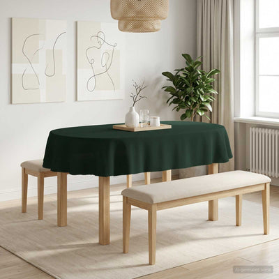 Bordklæde Oval Mørkegrøn 130 x 180 cm Polyester