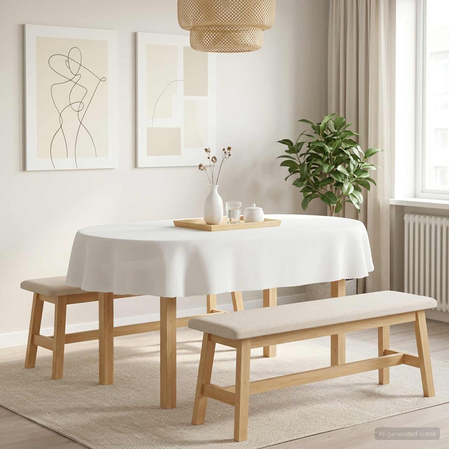 Bordklæde Oval Hvid 130 x 220 cm Polyester