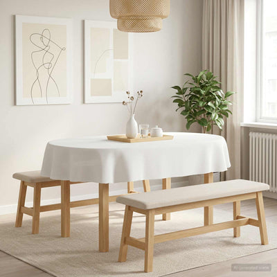 Bordklæde Oval Hvid 130 x 220 cm Polyester