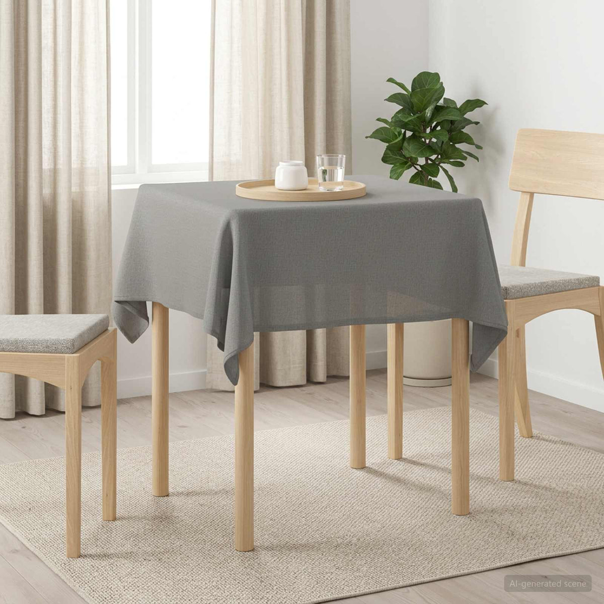 Bordklæde 5 stk. Rektangulær Lysegrå 140 x 140 cm