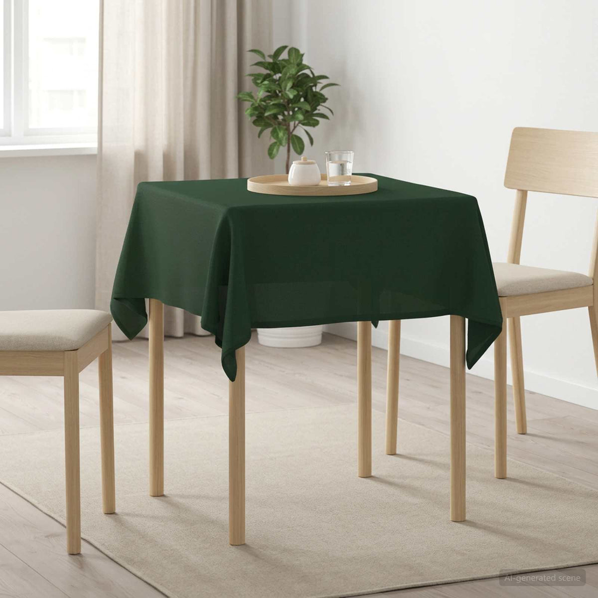 Bordklæde 5 stk. Rektangulær Mørkegrøn 140 x 140 cm