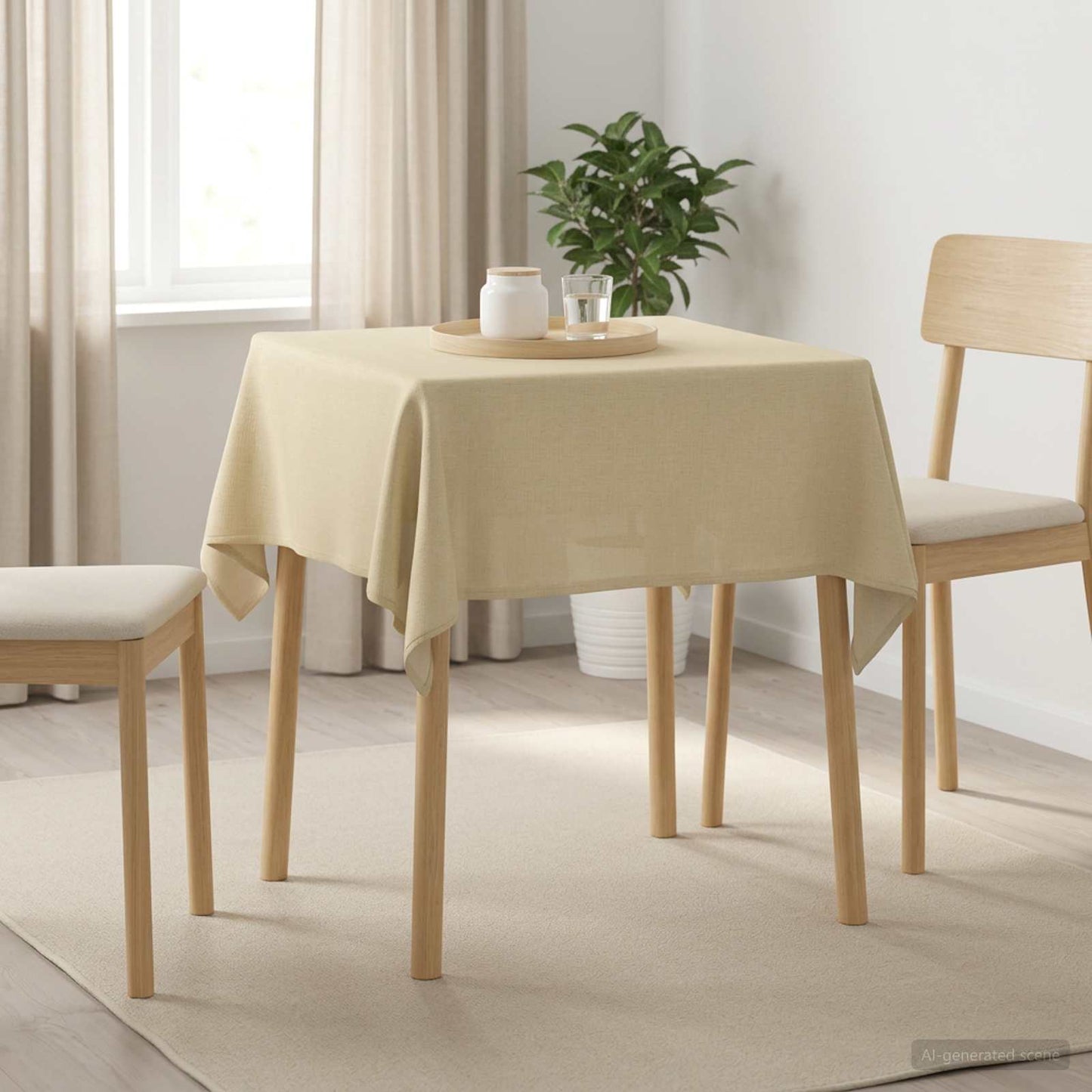 Bordklæde 5 stk. Rektangulær Cremehvid 140 x 140 cm
