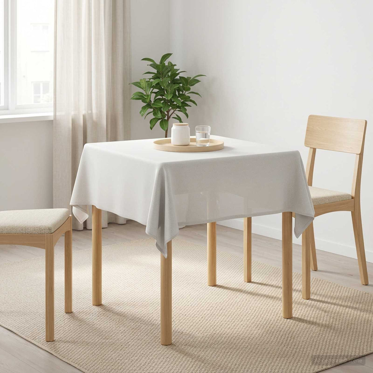 Bordklæde 5 stk. Firkantet Hvid 90 x 90 cm