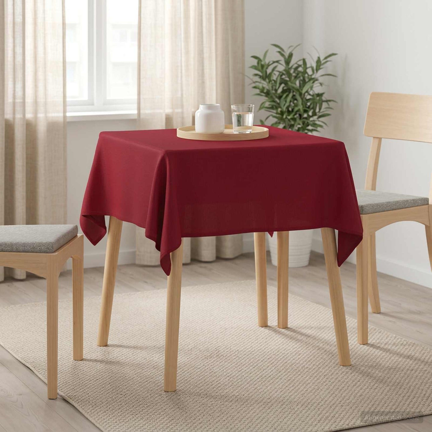 Bordklæde Firkantet Vinrød 90 x 90 cm