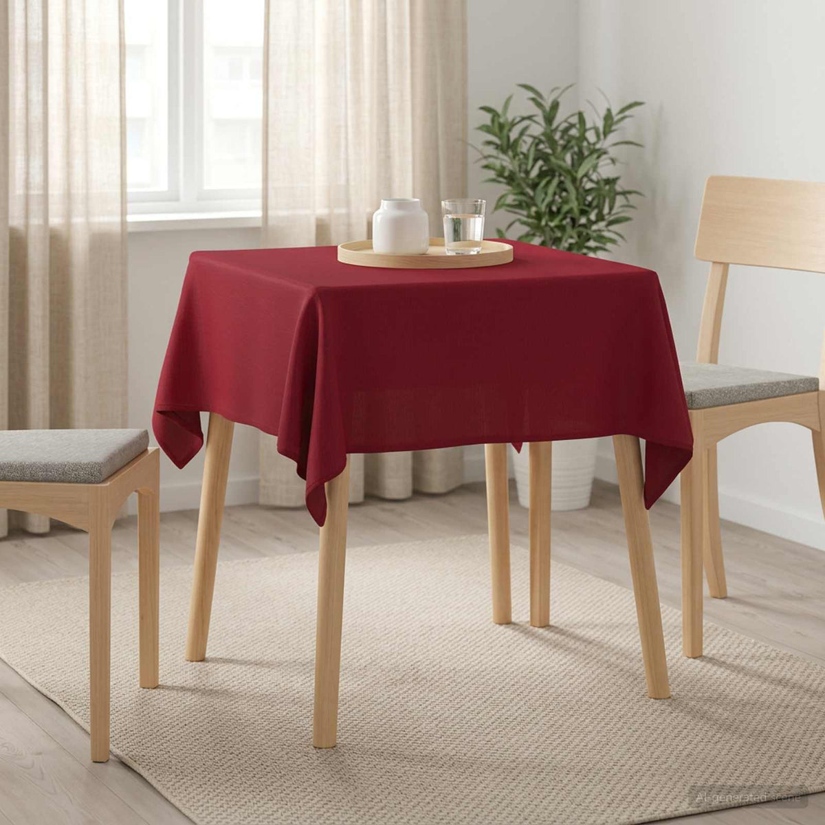 Bordklæde 5 stk. Firkantet Vinrød 90 x 90 cm