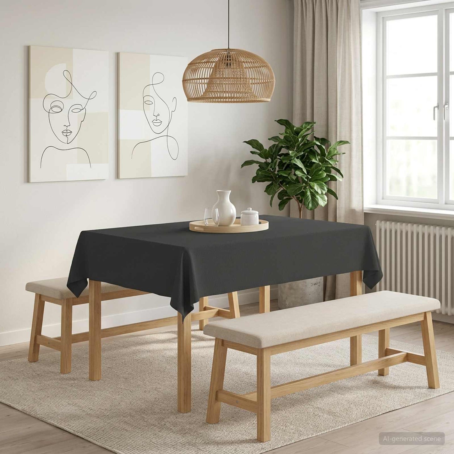 Bordklæde Rektangulær Mørkegrå 110 x 140 cm