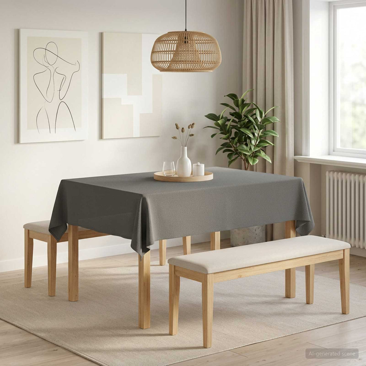 Bordklæde Rektangulær Lysegrå 140 x 160 cm