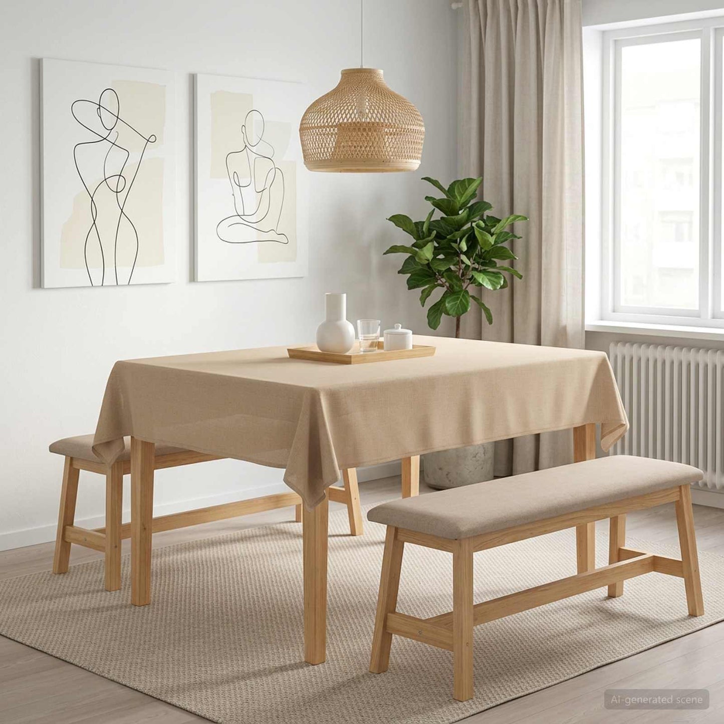 Bordklæde Rektangulær Beige 110 x 140 cm