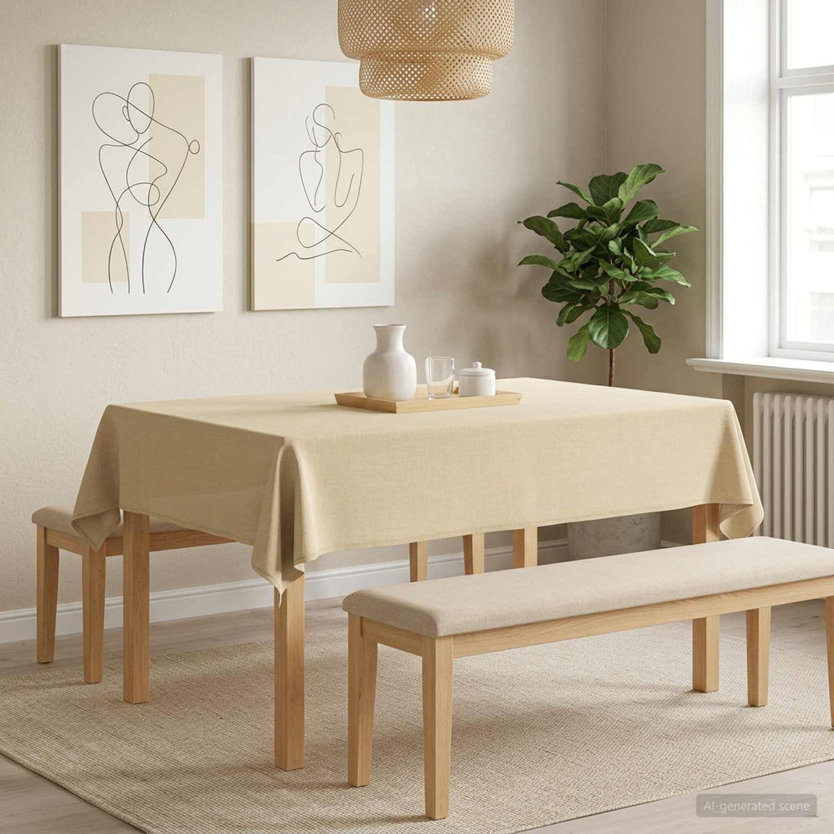 Bordklæde 5 stk. Rektangulær Cremehvid 110 x 140 cm