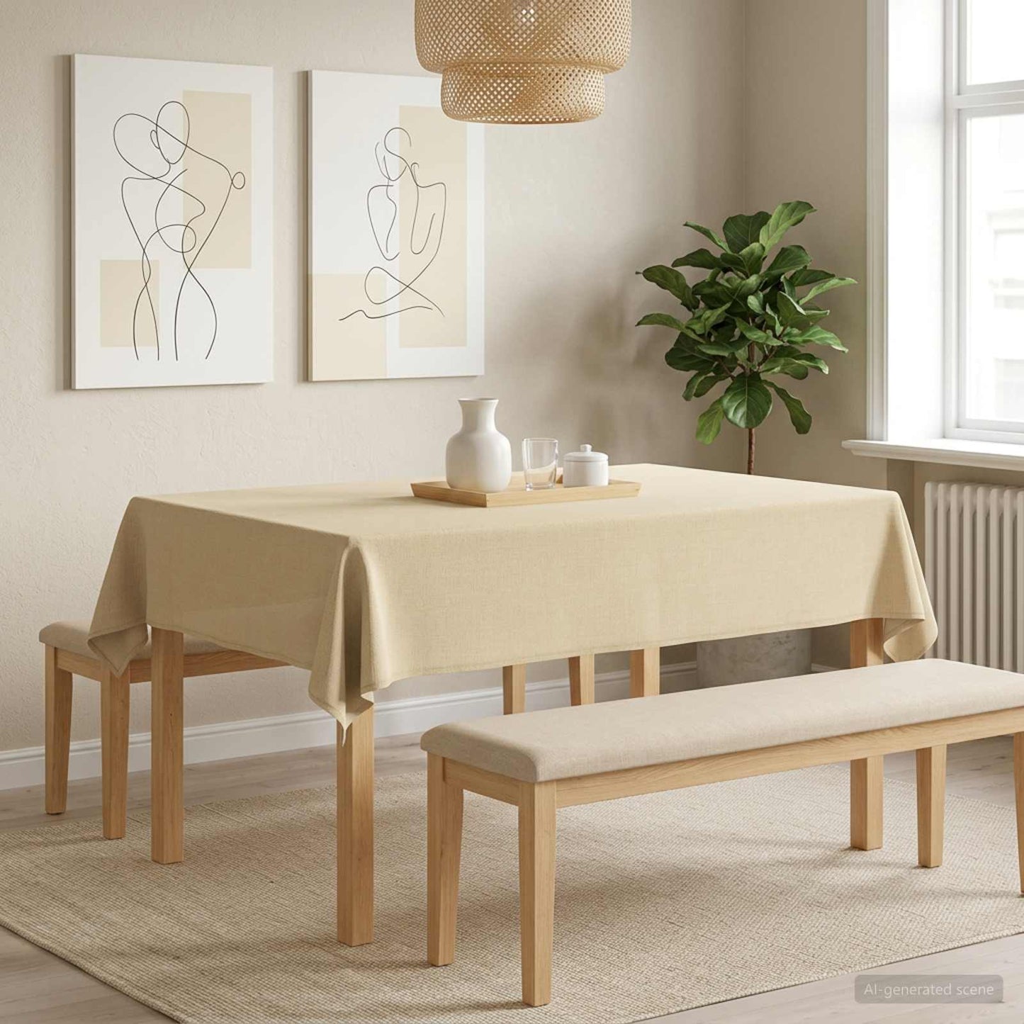 Bordklæde 5 stk. Rektangulær Cremehvid 140 x 160 cm