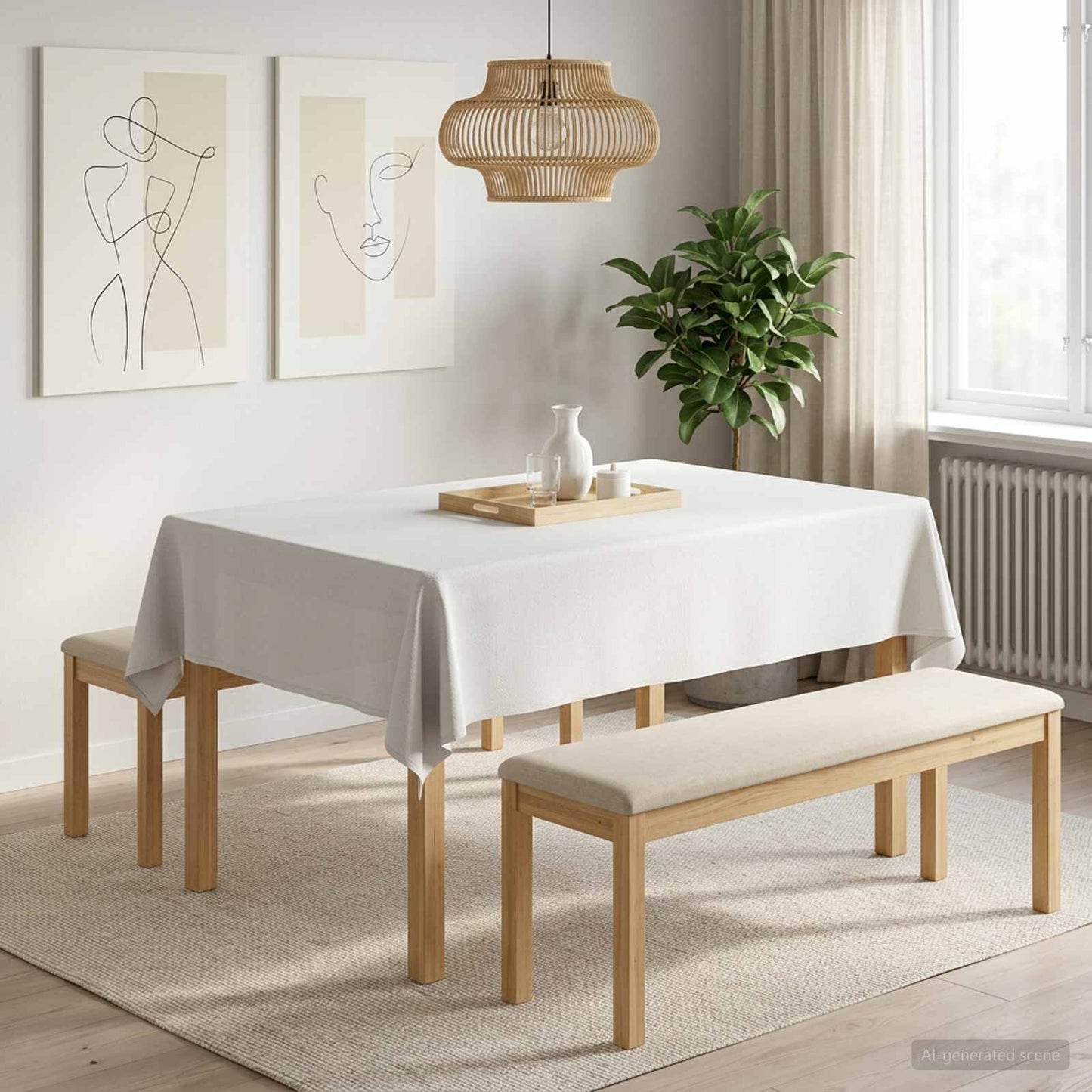 Bordklæde 5 stk. Rektangulær Hvid 110 x 140 cm