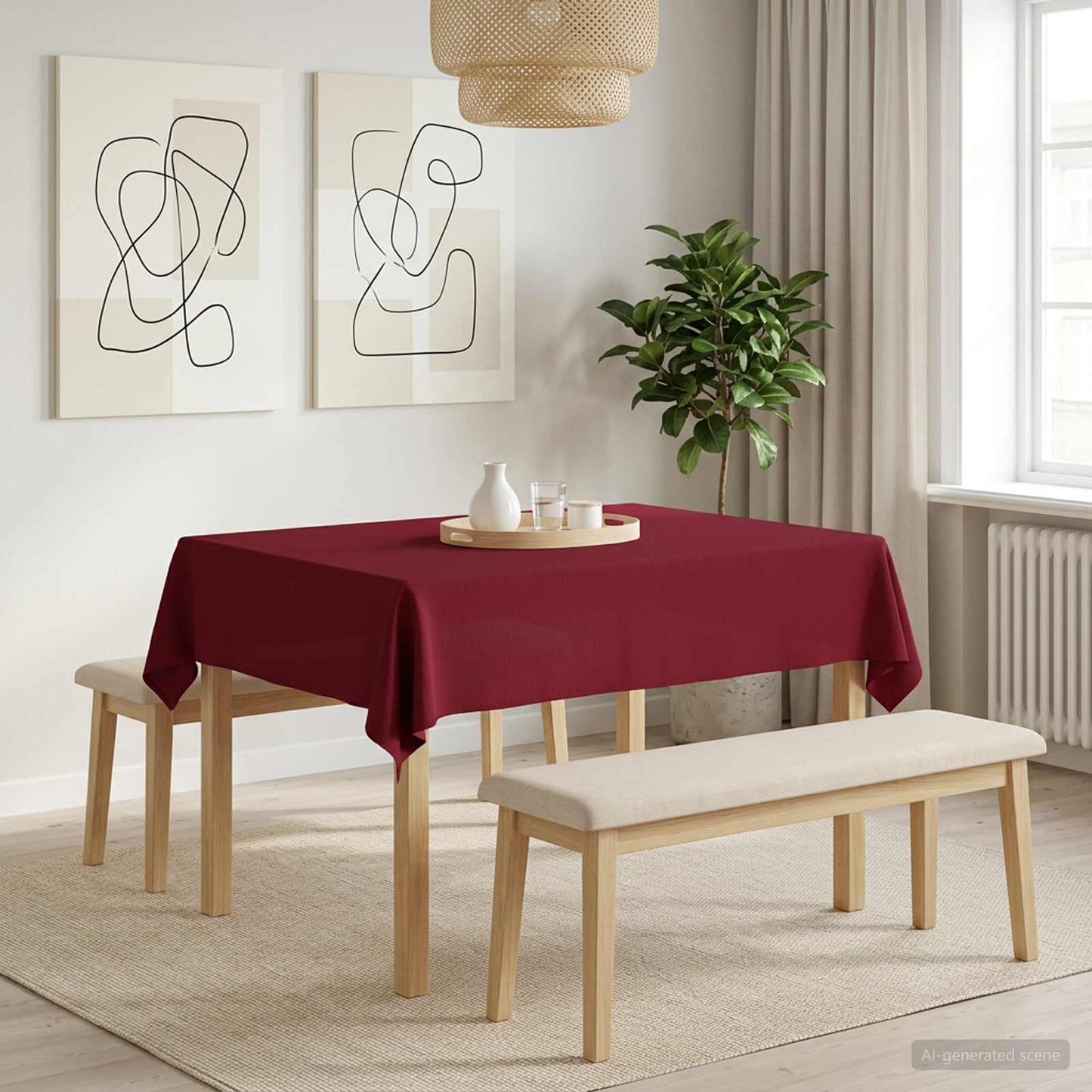 Bordklæde Rektangulær Vinrød 110 x 140 cm