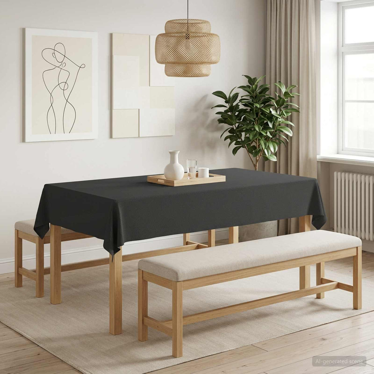 Bordklæde Rektangulær Mørkegrå 140 x 220 cm