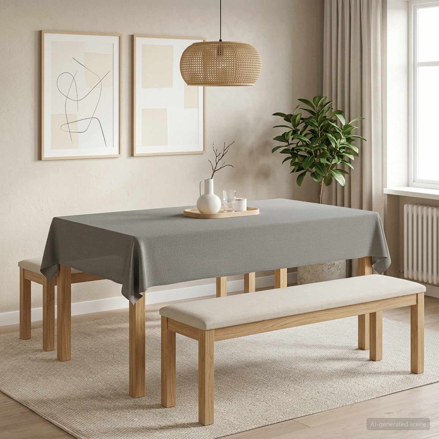 Bordklæde 5 stk. Rektangulær Lysegrå 140 x 220 cm