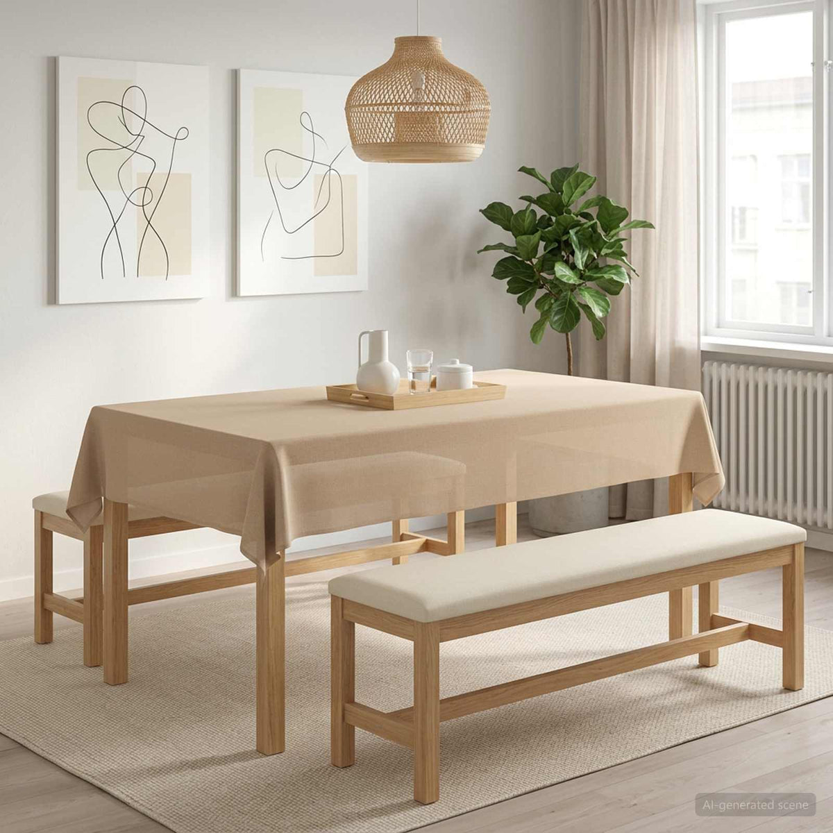 Bordklæde Rektangulær Beige 140 x 220 cm
