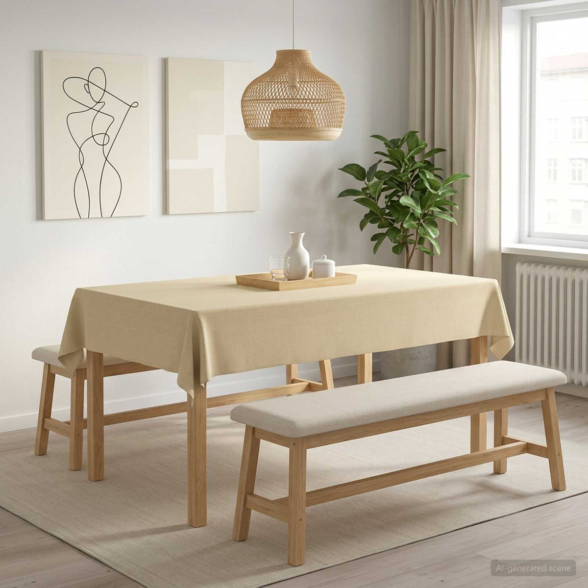 Bordklæde Rektangulær Cremehvid 110 x 180 cm