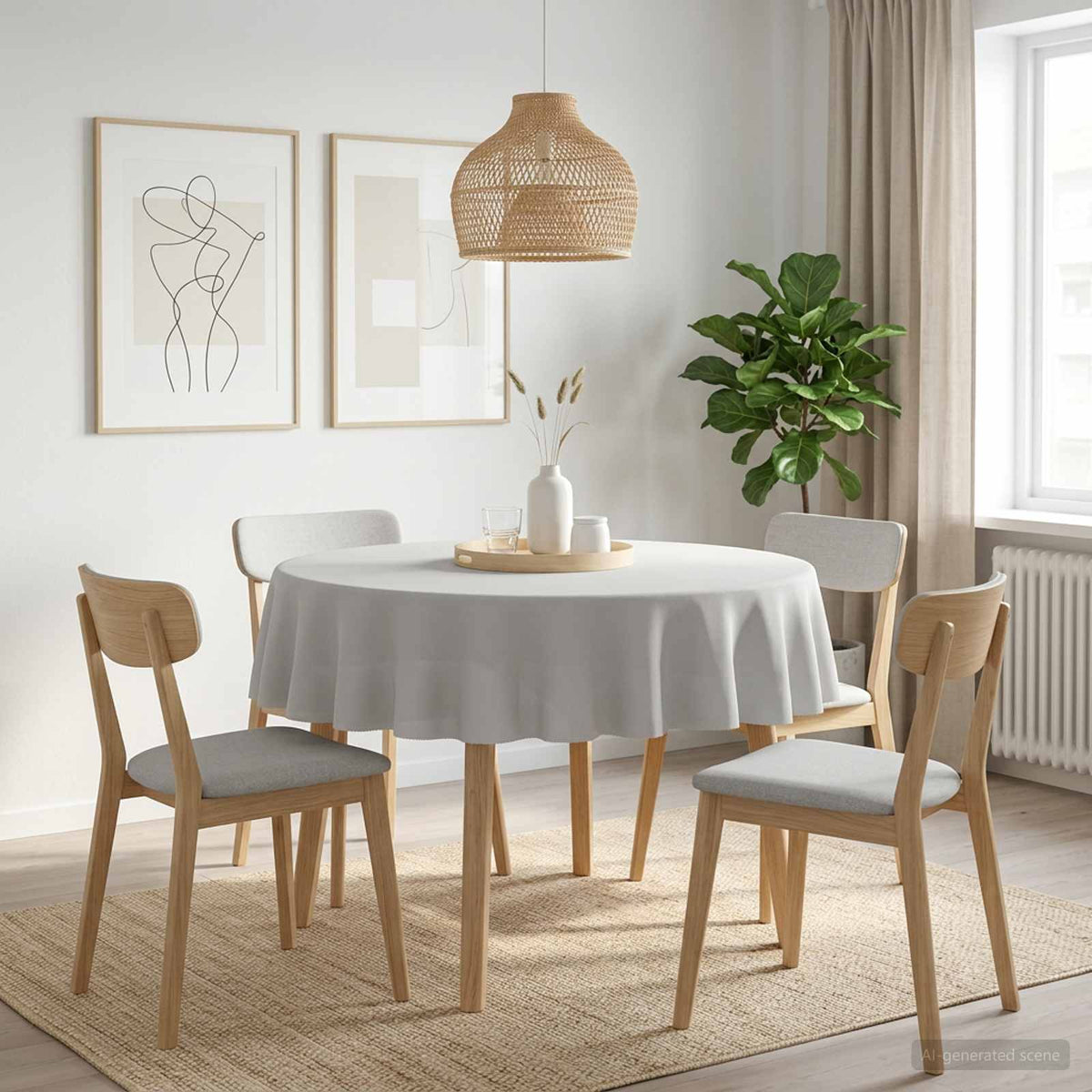 Bordklæde Rund Hvid Ø 180 cm
