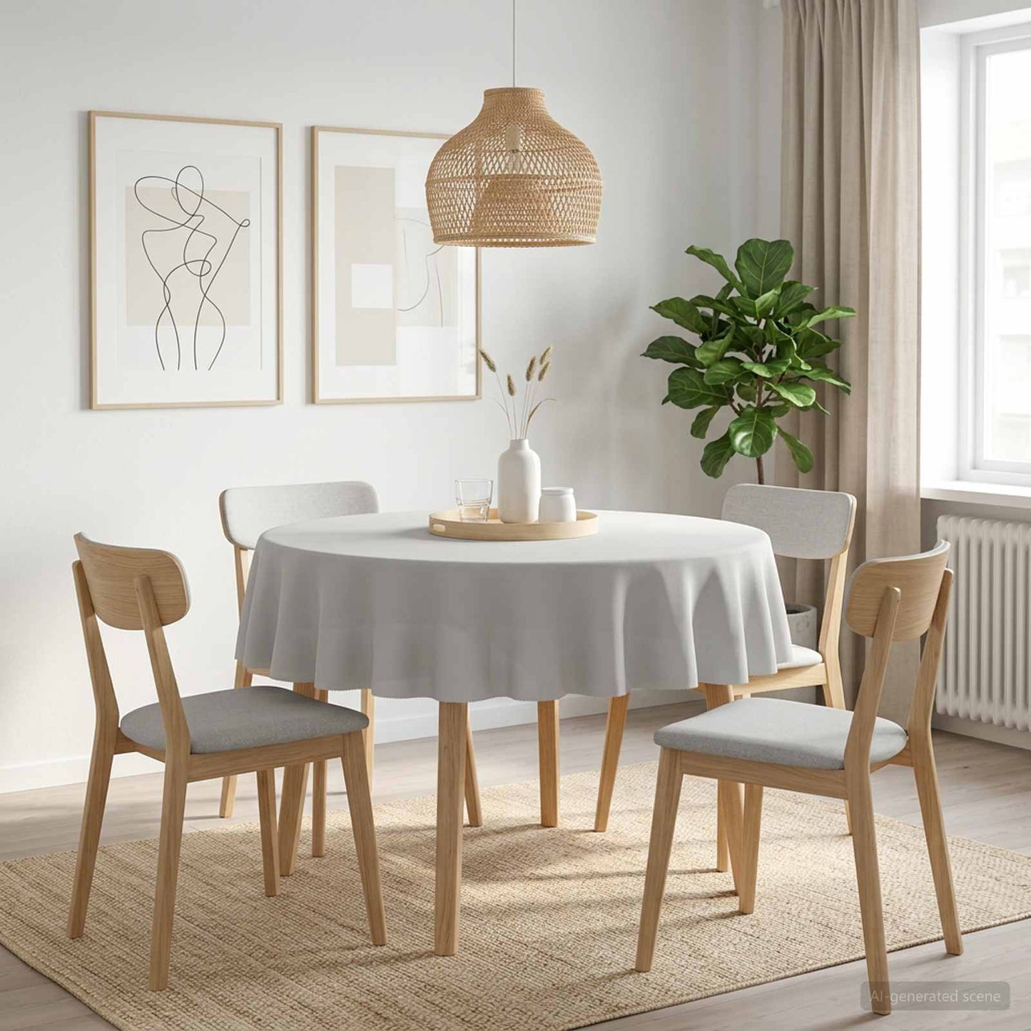 Bordklæde Rund Hvid Ø 160 cm