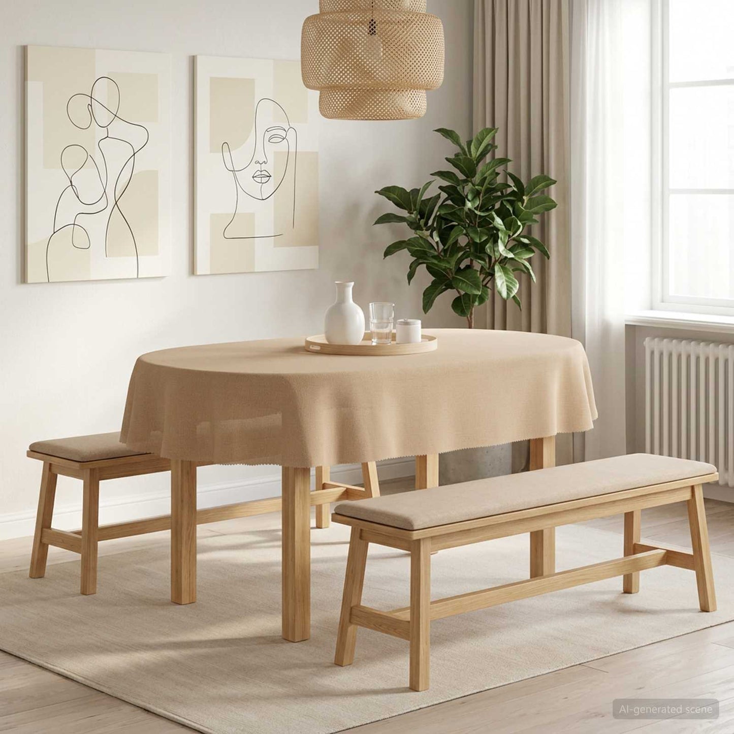 Bordklæde Oval Beige 130 x 220 cm
