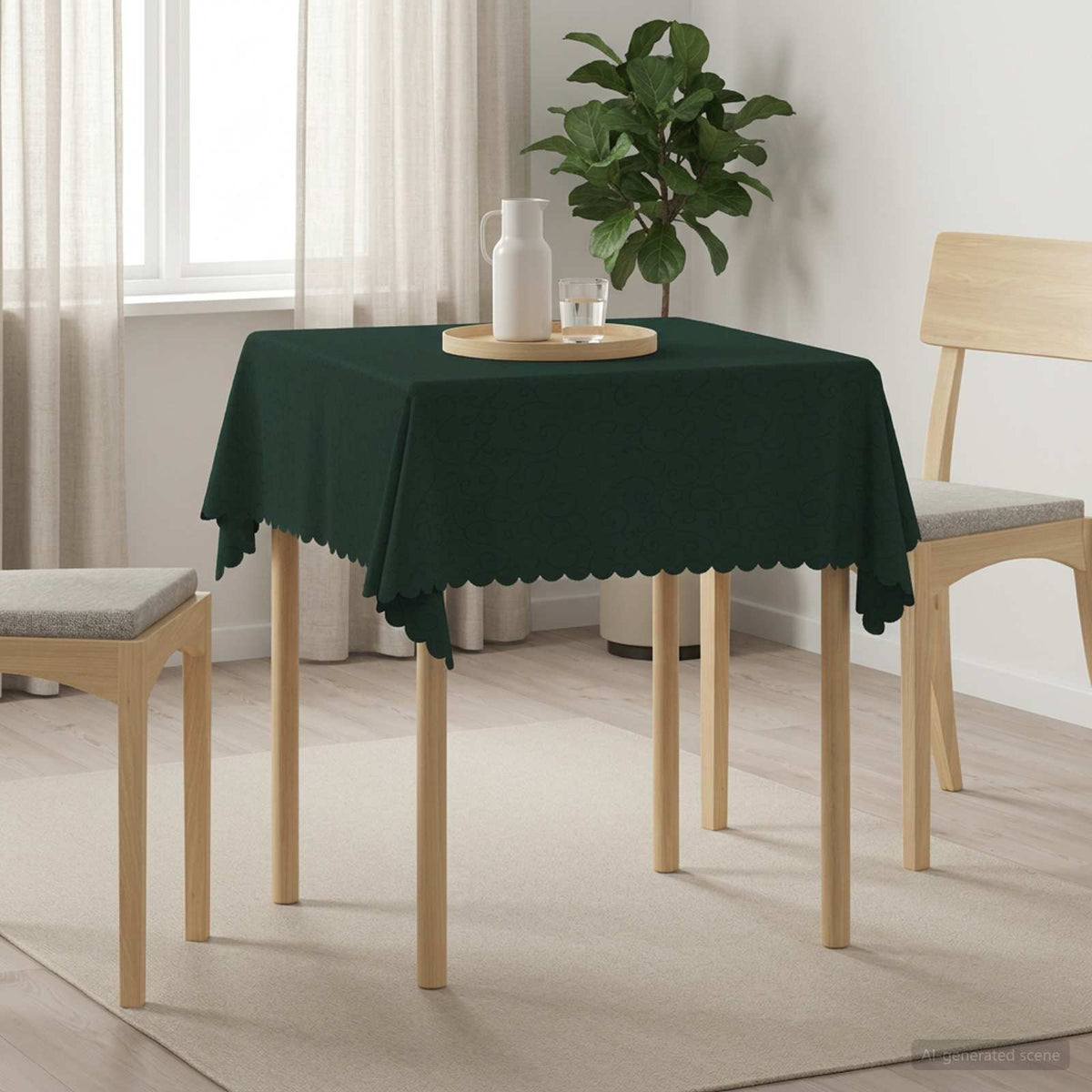 Bordklæde 5 stk. Rektangulær Mørkegrøn 140 x 140 cm