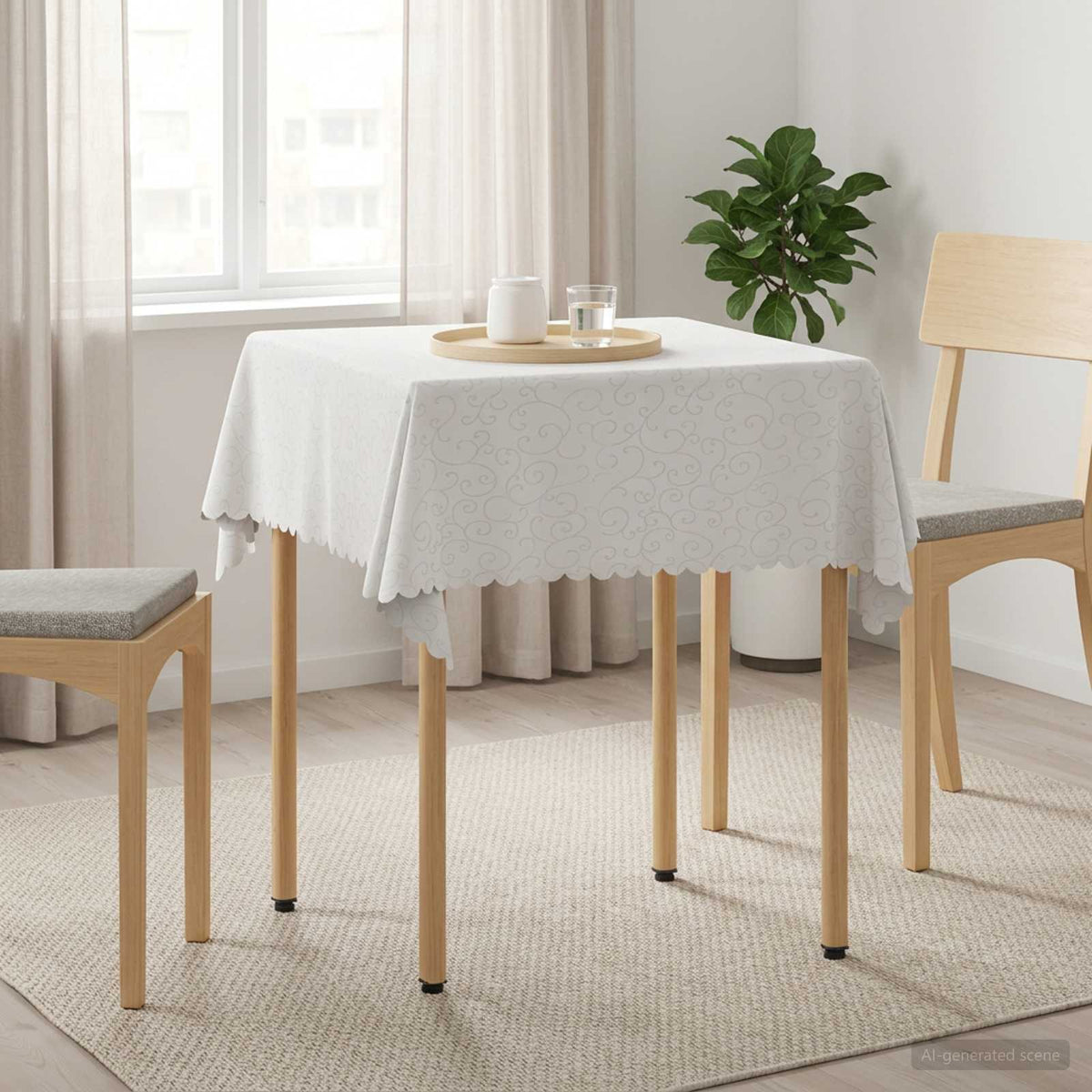 Bordklæde 5 stk. Rektangulær Hvid 140 x 140 cm