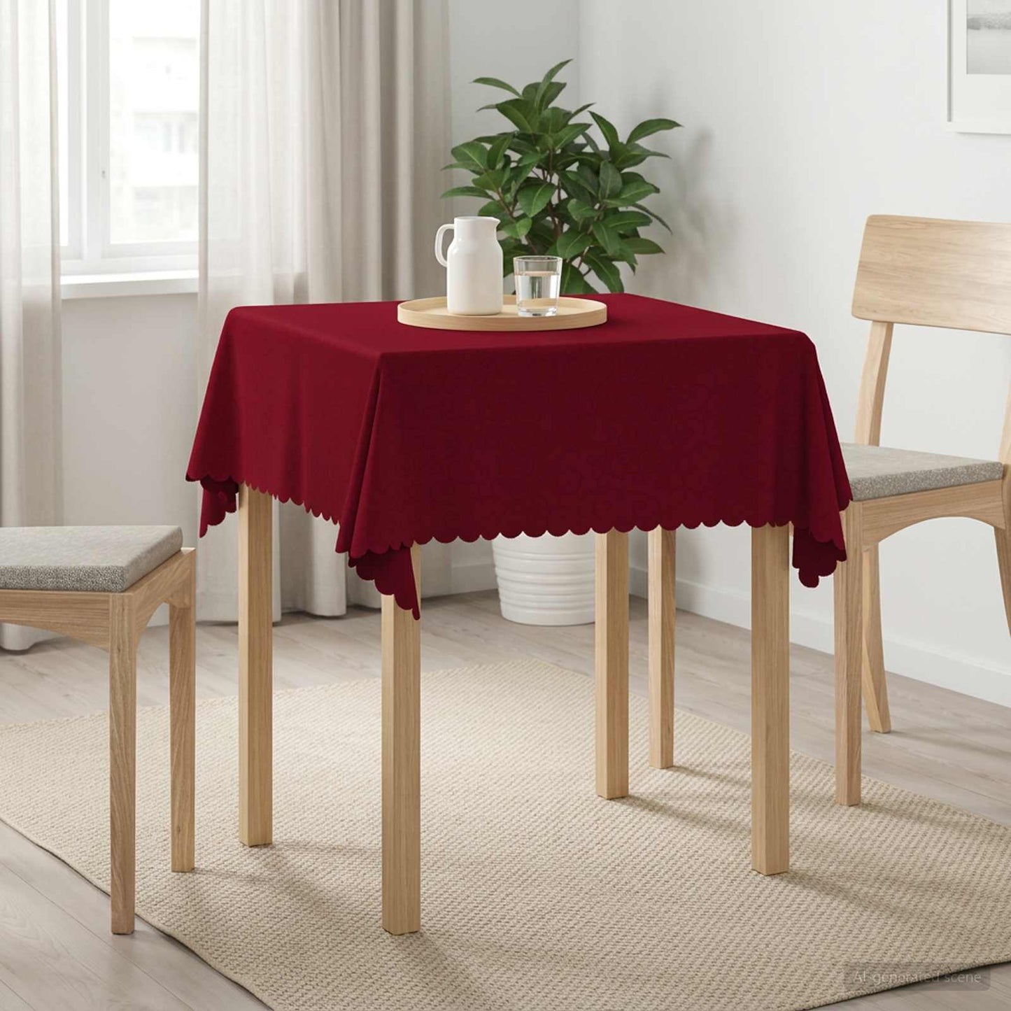 Bordklæde Firkantet Vinrød 90 x 90 cm