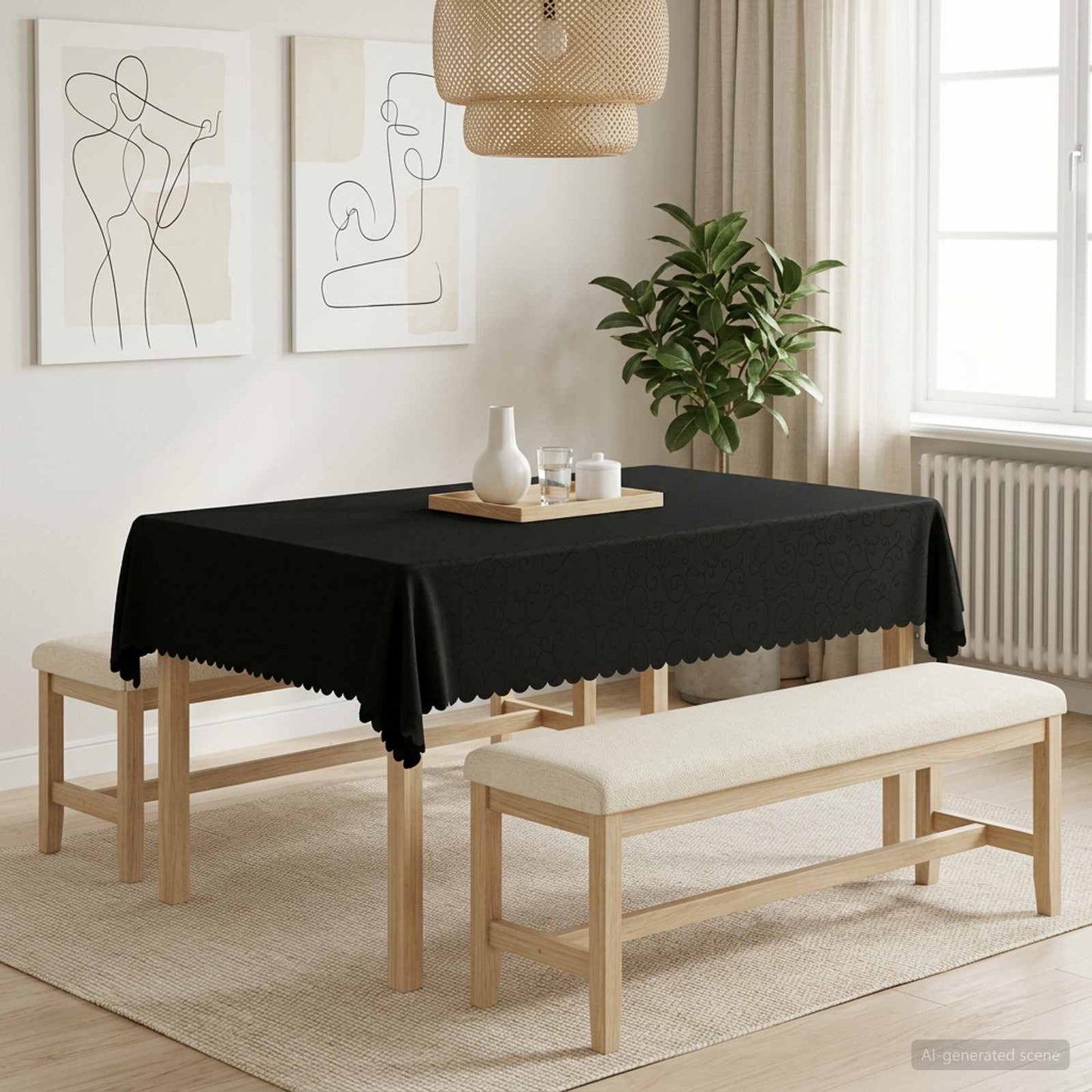 Bordklæde Rektangulær Mørkegrå 140 x 180 cm
