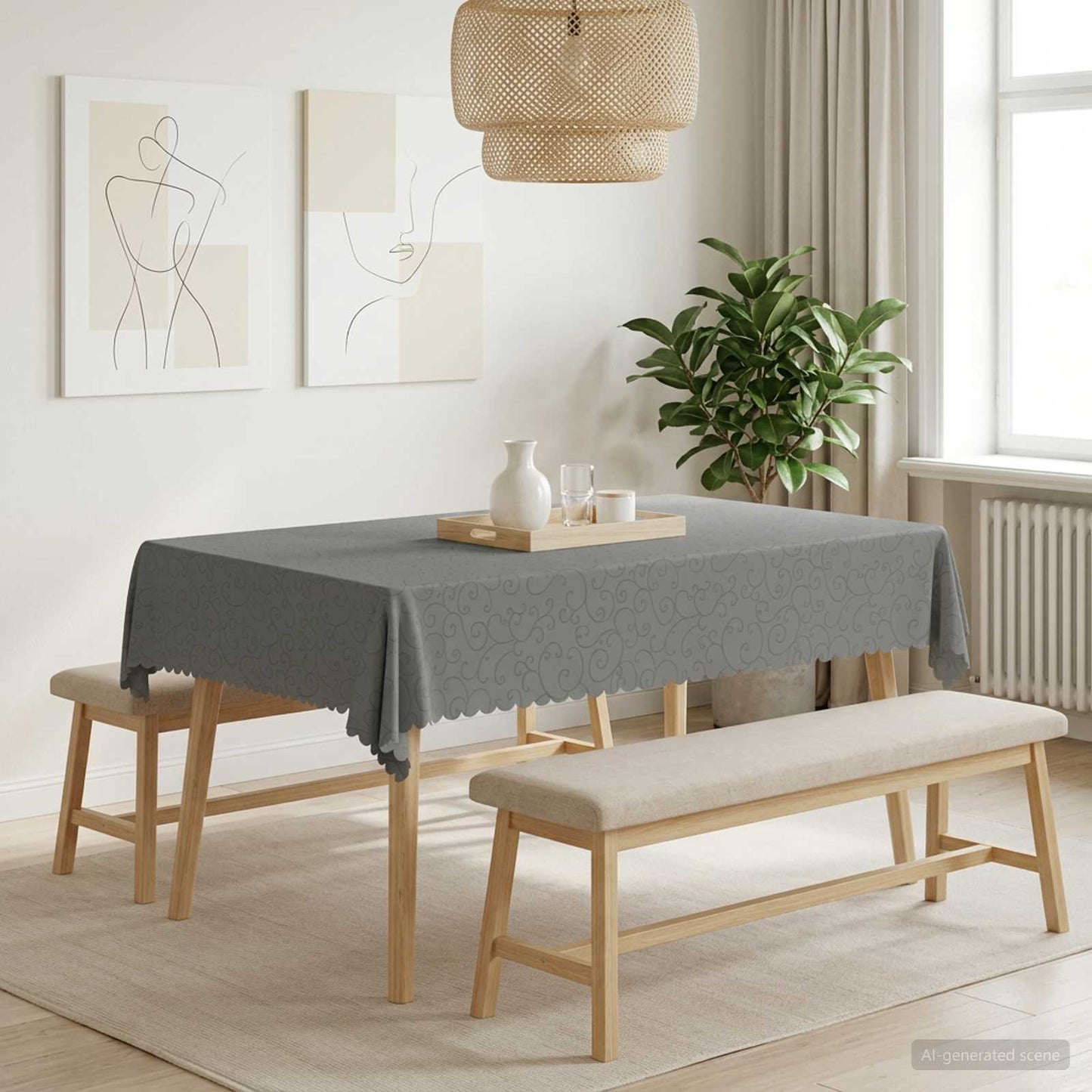 Bordklæde Rektangulær Lysegrå 110 x 140 cm