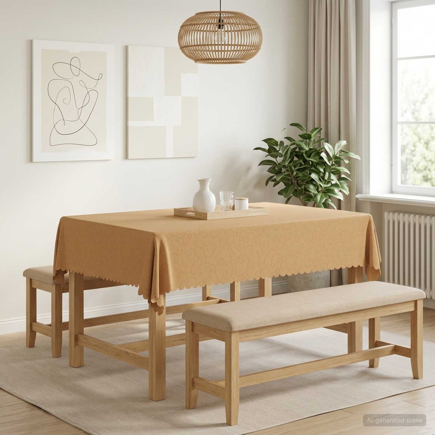 Bordklæde Rektangulær Beige 110 x 140 cm