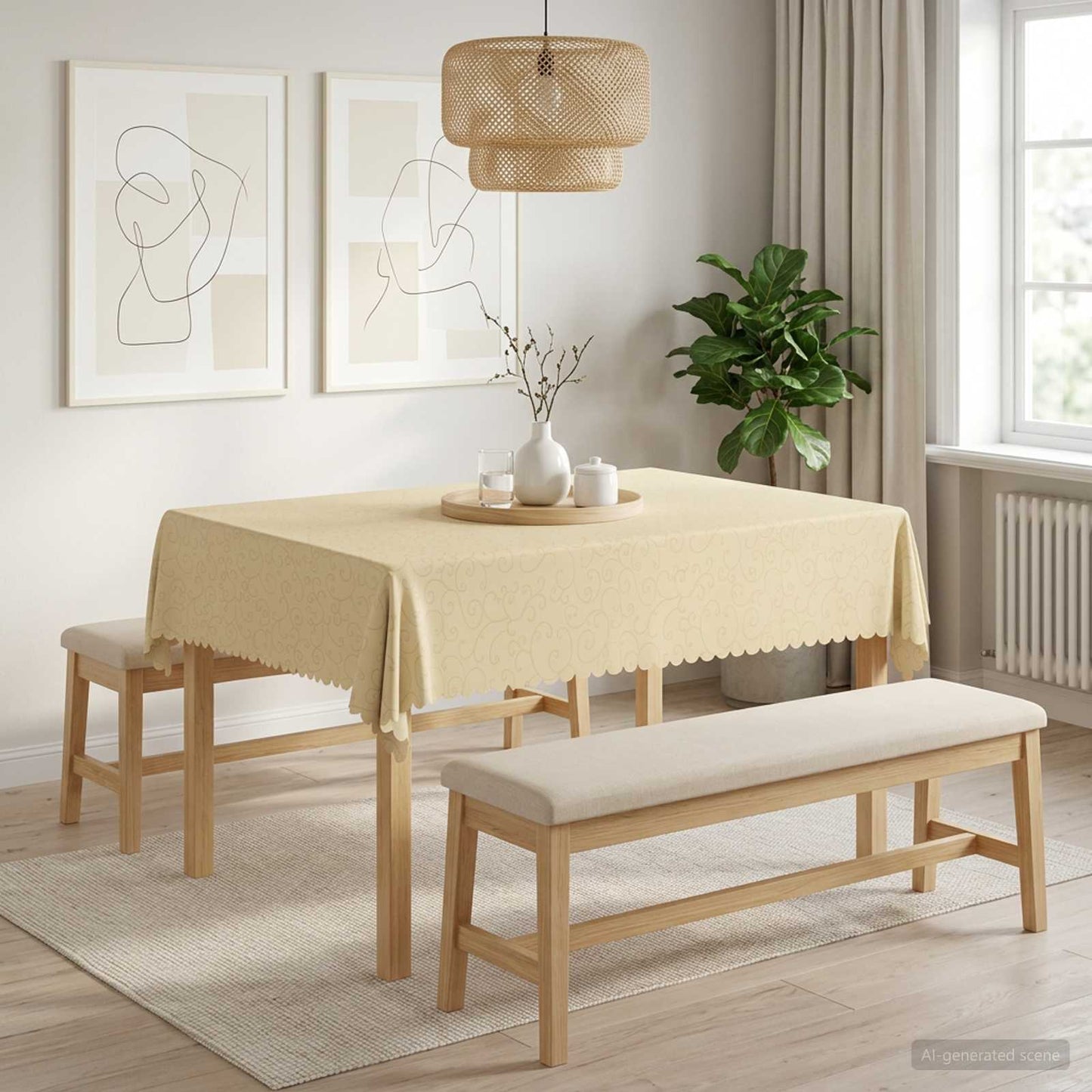 Bordklæde Rektangulær Cremehvid 110 x 140 cm