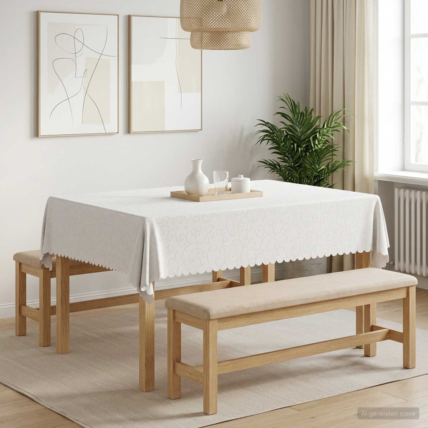 Bordklæde Rektangulær Hvid 140 x 160 cm