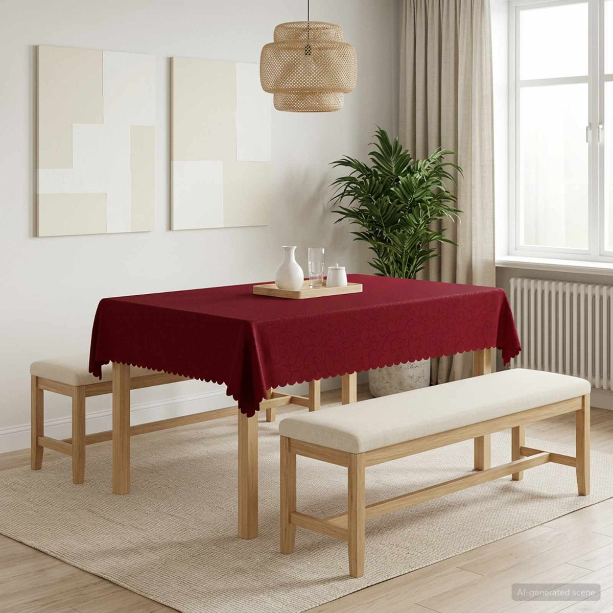 Bordklæde Rektangulær Vinrød 140 x 180 cm