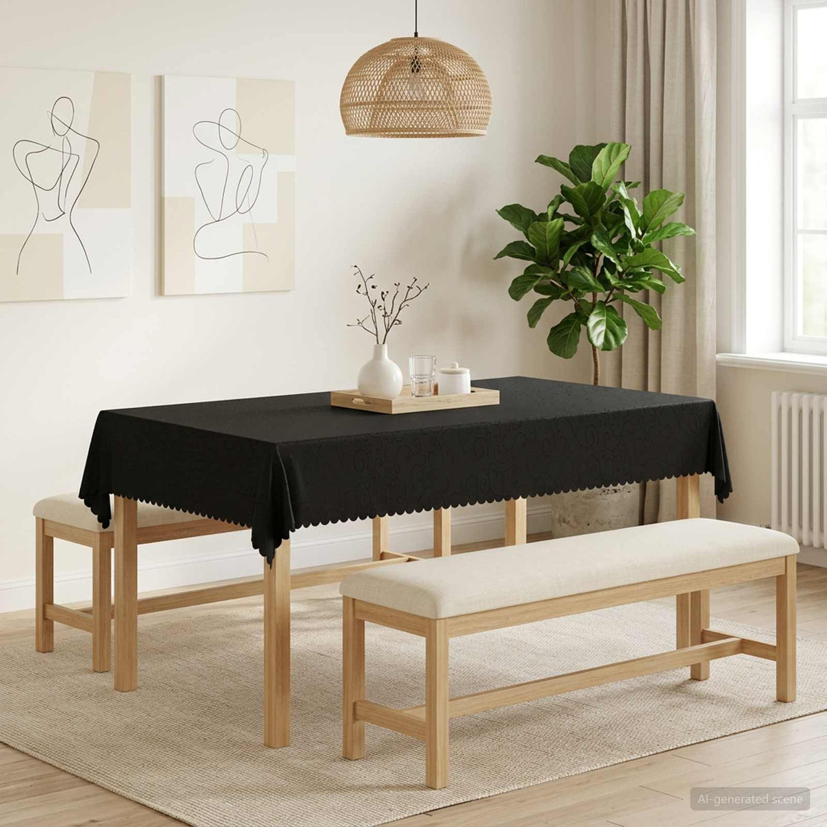 Bordklæde 5 stk. Rektangulær Mørkegrå 140 x 220 cm