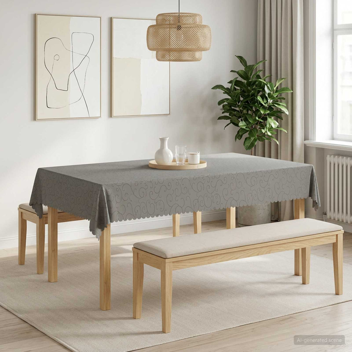 Bordklæde Rektangulær Lysegrå 110 x 180 cm